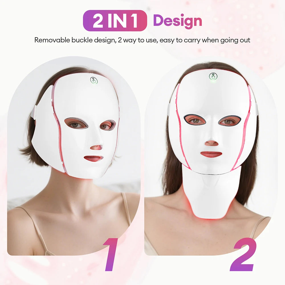 Advanced LED Beauty Mask for Face & Neck – 7 Colors Therapy & Skin Firming