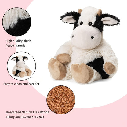 Heatable Cow Plush Toy - Microwaveable Stuffed Animal with Weighted Filling, Soft Polyester Fabric, Ideal for Relaxation and Comfort, Relaxation Toy|Playful Design|Soft Texture