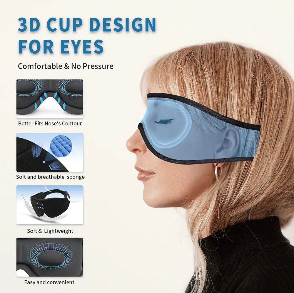 Bluetooth Sleep Mask Headphones – 3D Eye Cover with HD Sound