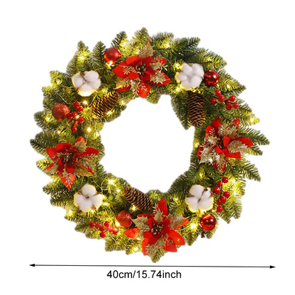 LED Christmas Door Wreath – Spruce, Pine Cones & Berry Decor