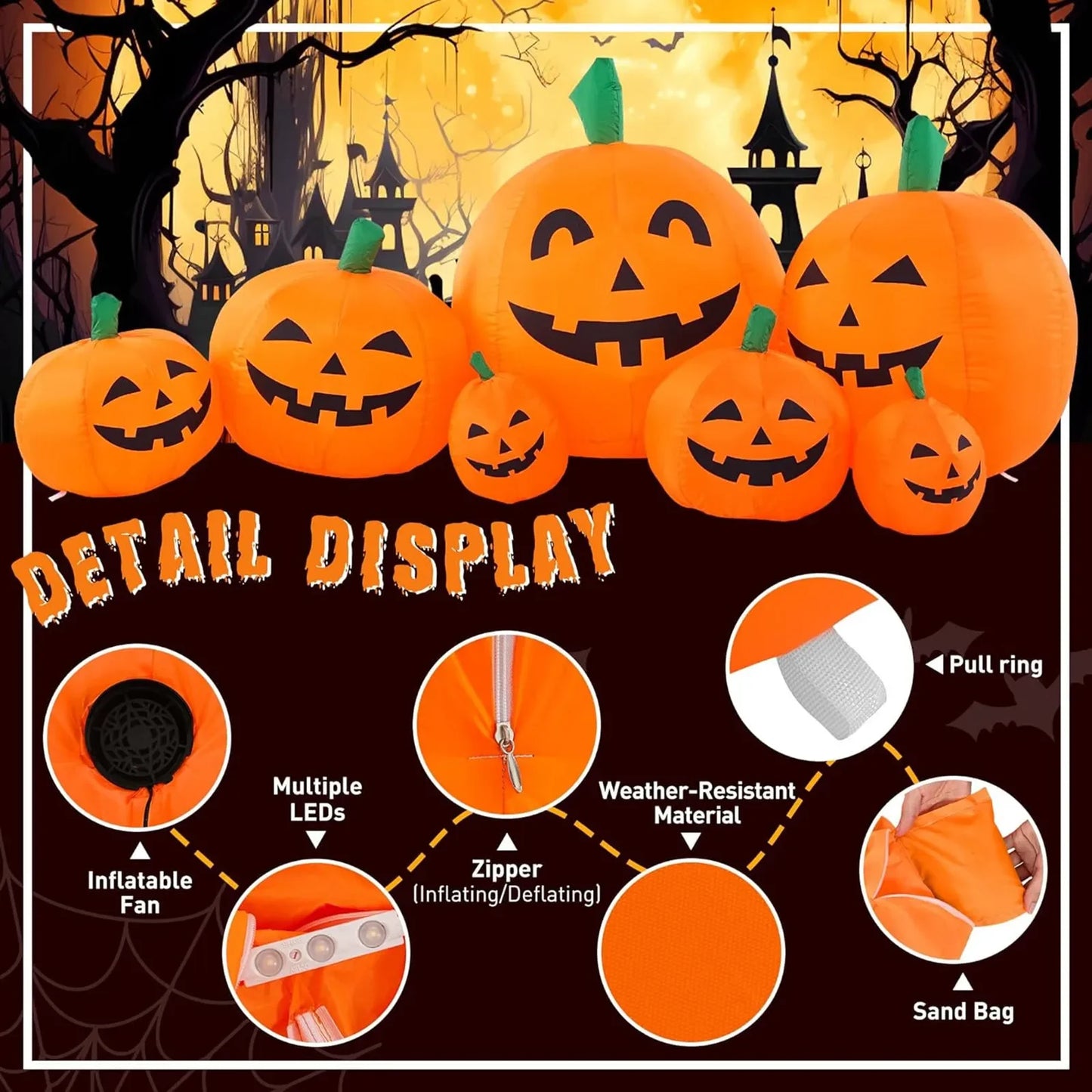 "Halloween Inflatable Pumpkin Pile Outdoor Yard & Garden Décor"
