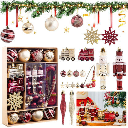 Red & Gold Holiday Ornament Set – 50pcs Tree Décor