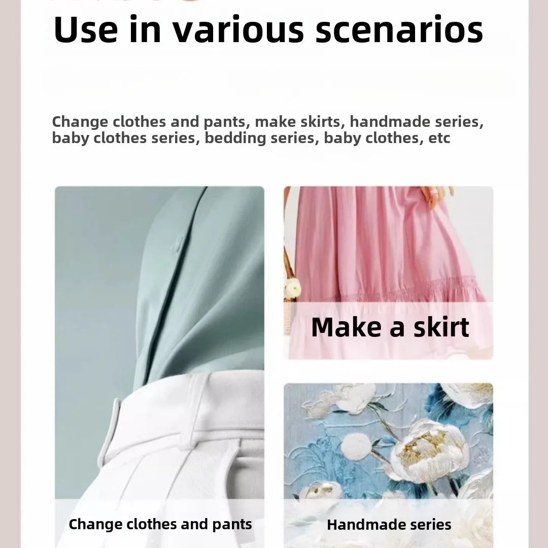 portable Sewing Machine for Beginners with 12 Stitches Pattern LED Light Foot Pedal Double Thread Sewing Kits  Plugged In 220V