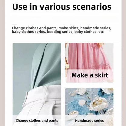 portable Sewing Machine for Beginners with 12 Stitches Pattern LED Light Foot Pedal Double Thread Sewing Kits  Plugged In 220V