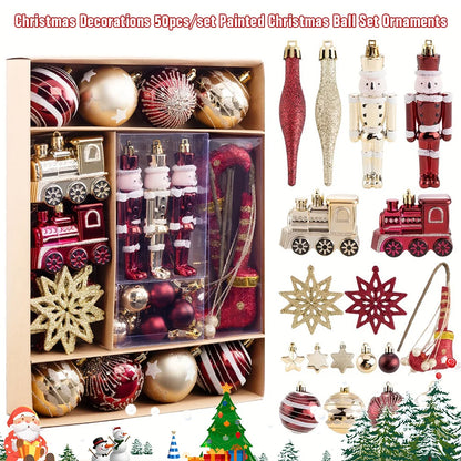 Red & Gold Holiday Ornament Set – 50pcs Tree Décor