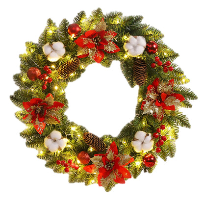 LED Christmas Door Wreath – Spruce, Pine Cones & Berry Decor