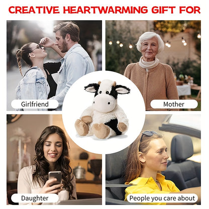 Heatable Cow Plush Toy - Microwaveable Stuffed Animal with Weighted Filling, Soft Polyester Fabric, Ideal for Relaxation and Comfort, Relaxation Toy|Playful Design|Soft Texture