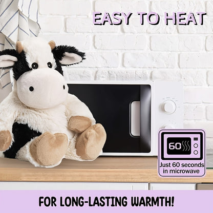 Heatable Cow Plush Toy - Microwaveable Stuffed Animal with Weighted Filling, Soft Polyester Fabric, Ideal for Relaxation and Comfort, Relaxation Toy|Playful Design|Soft Texture